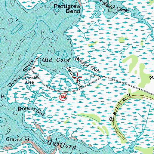 Topographic Map of Justis Gut, VA