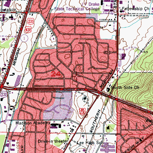 Topographic Map of First United Pentecostal Church, AL