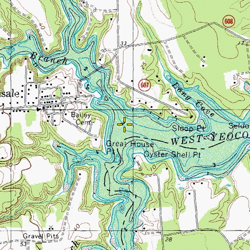 Topographic Map of Kinsale Branch, VA