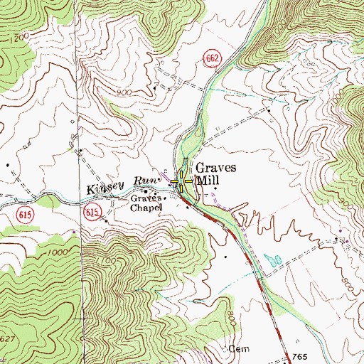 Topographic Map of Kinsey Run, VA