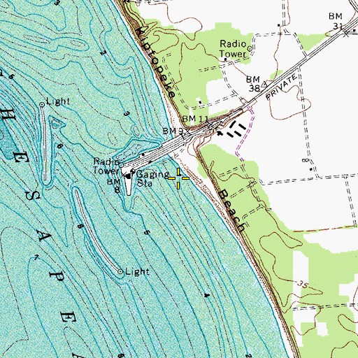 Topographic Map of Kiptopeke Beach, VA