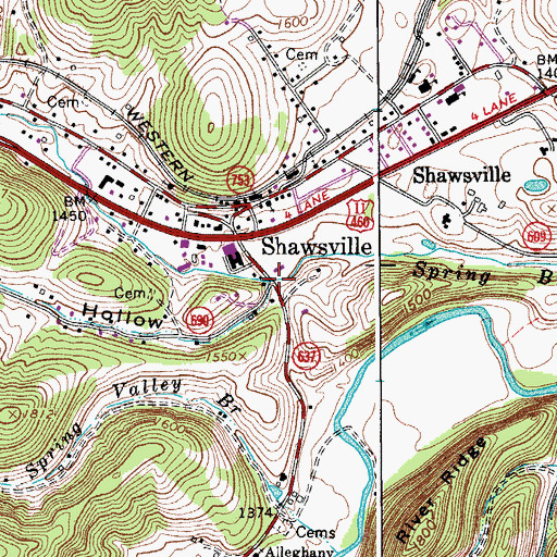 Topographic Map of Kirk Hollow, VA