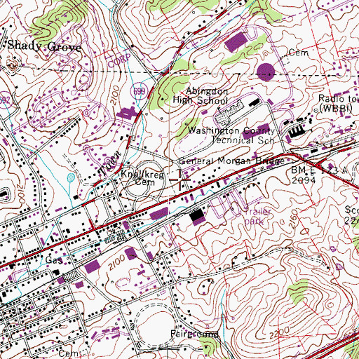 Topographic Map of Knollkreg Cemetery, VA