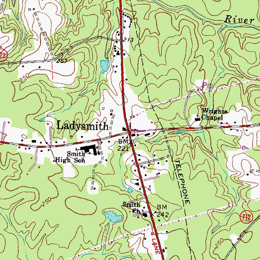 Topographic Map of Ladysmith, VA