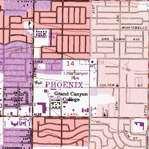 Topographic Map of Little Canyon Park, AZ