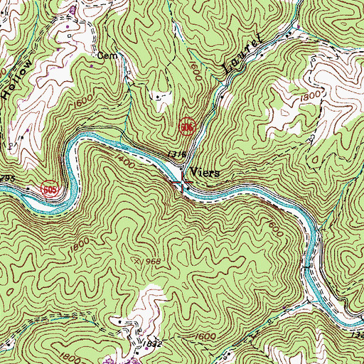 Topographic Map of Laurel Branch, VA