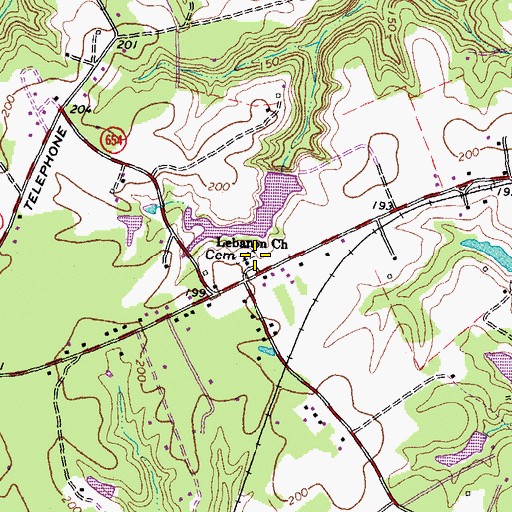 Topographic Map of Lebannon Church, VA