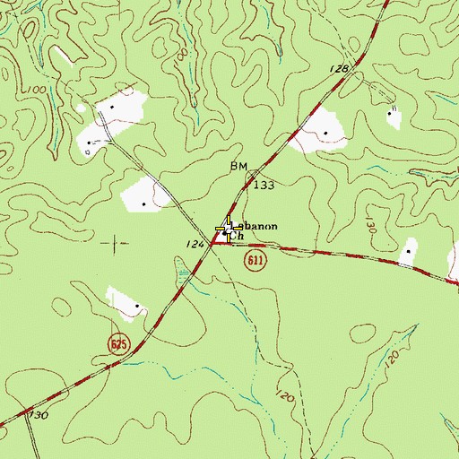 Topographic Map of Lebanon Church, VA