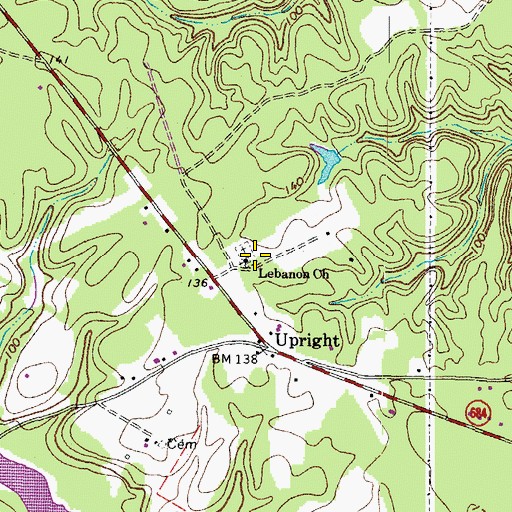 Topographic Map of Lebanon Church, VA