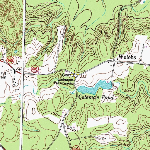 Topographic Map of Lebanon Tabernacle, VA