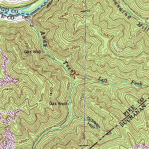 Topographic Map of Left Fork Andy Trent Branch, VA