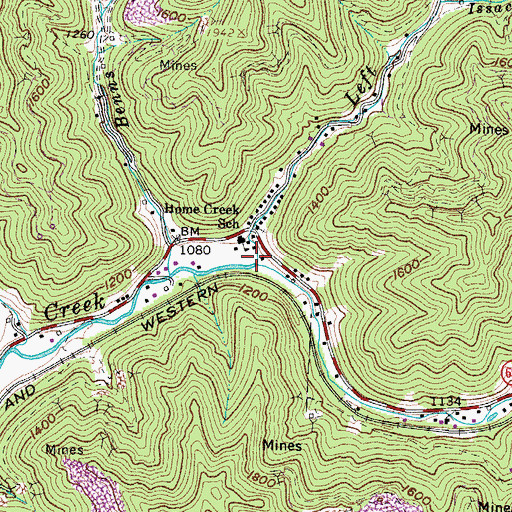 Topographic Map of Left Fork Home Creek, VA