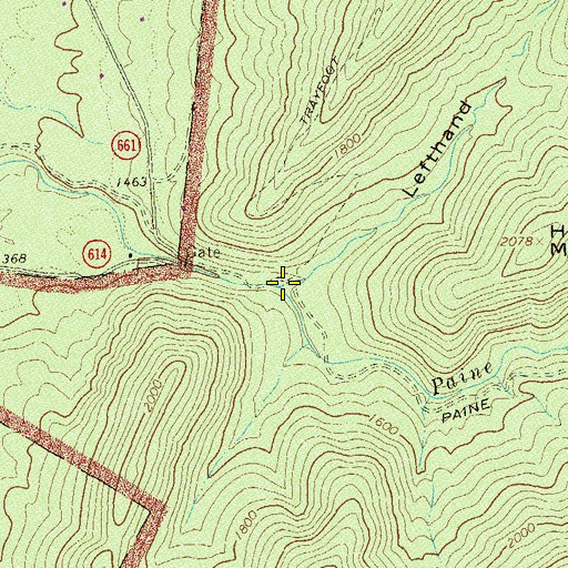 Topographic Map of Lefthand Hollow, VA