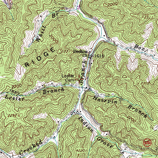 Topographic Map of Lester Cemetery, VA