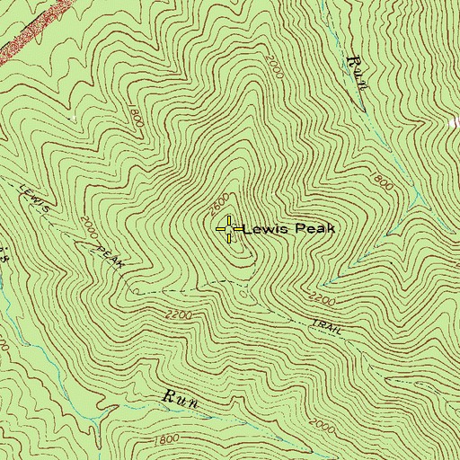 Topographic Map of Lewis Peak, VA