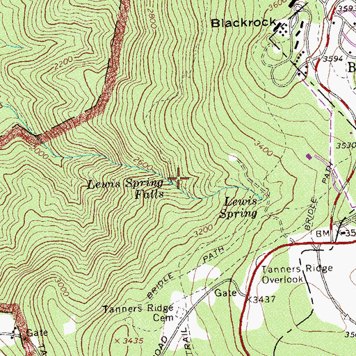 Topographic Map of Lewis Spring Falls, VA