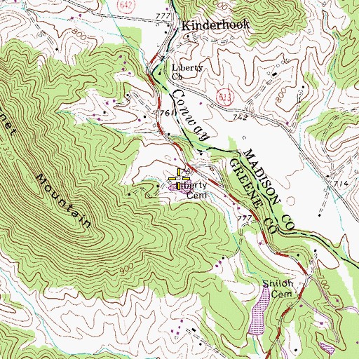 Topographic Map of Liberty Cemetery, VA