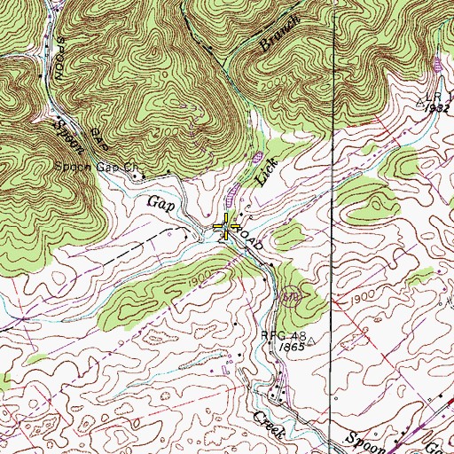 Topographic Map of Lick Branch, VA