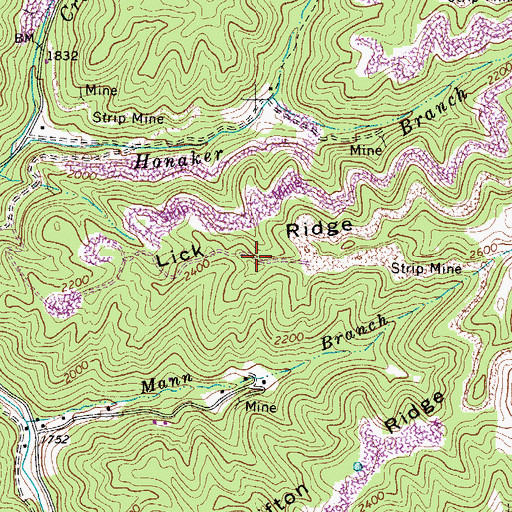 Topographic Map of Lick Ridge, VA