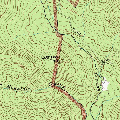 Topographic Map of Lighted Top, VA