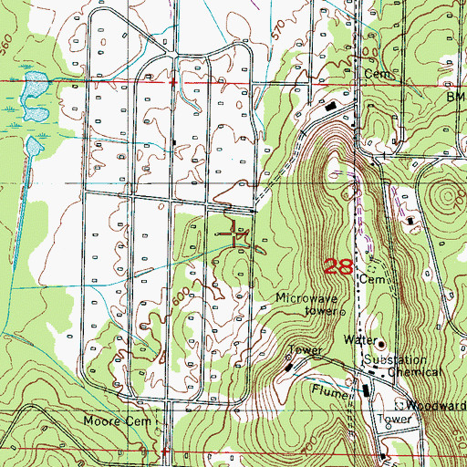 Topographic Map of Green Grove (historical), AL