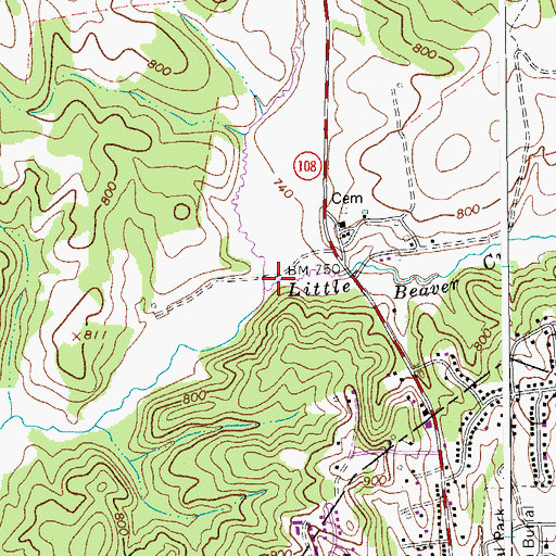 Topographic Map of Little Beaver Creek, VA