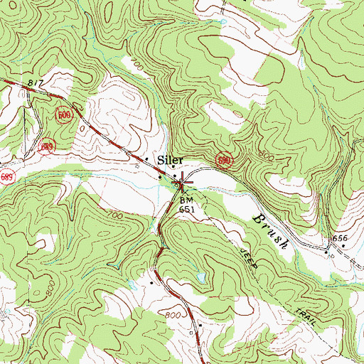 Topographic Map of Little Brush Creek, VA