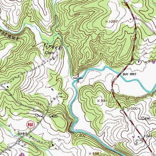 Topographic Map of Little Chestnut Creek, VA