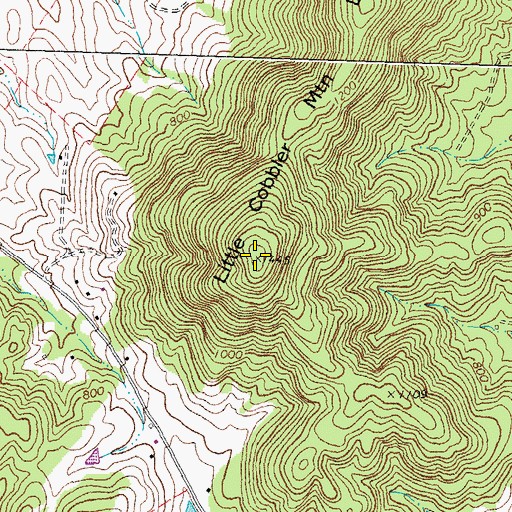Topographic Map of Little Cobbler Mountain, VA