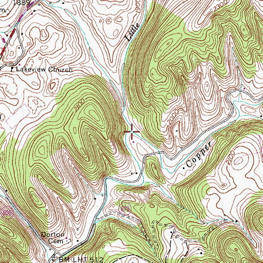 Topographic Map of Little Copper Creek, VA