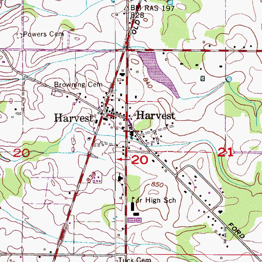 Topographic Map of Harvest Baptist Church, AL