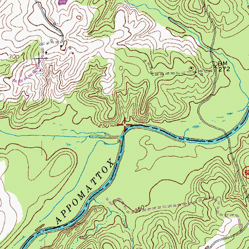Topographic Map of Little Guinea Creek, VA