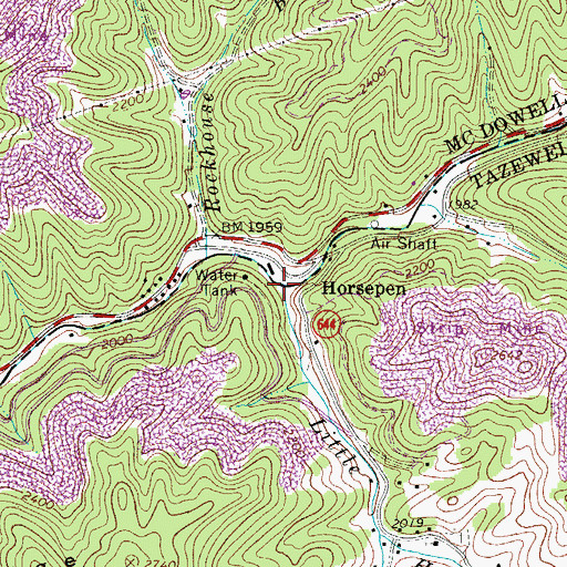 Topographic Map of Little Horsepen Creek, VA