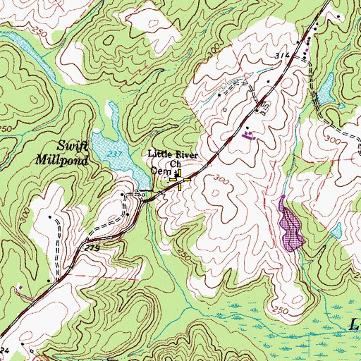 Topographic Map of Little River Church, VA