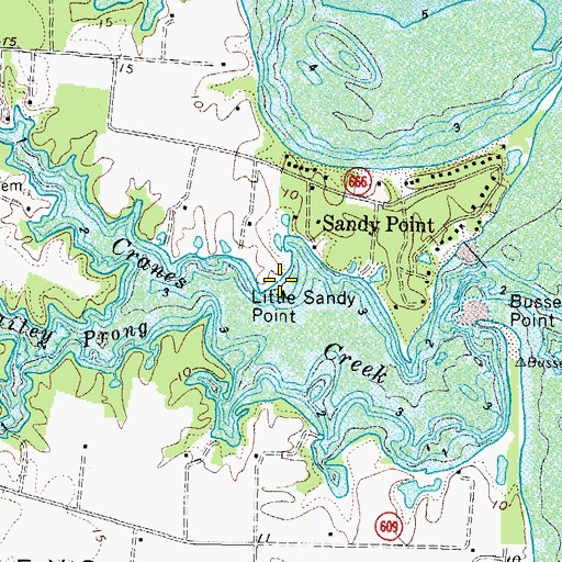 Topographic Map of Little Sandy Point, VA