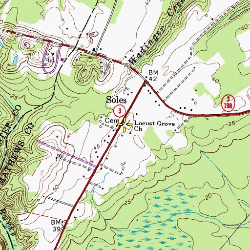 Topographic Map of Locust Grove Church, VA