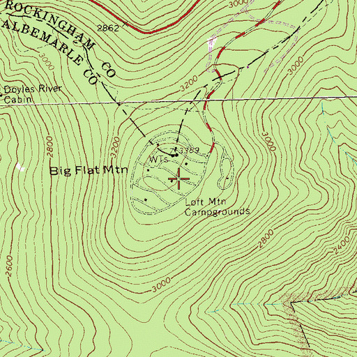Topographic Map of Loft Mountain Campgrounds, VA