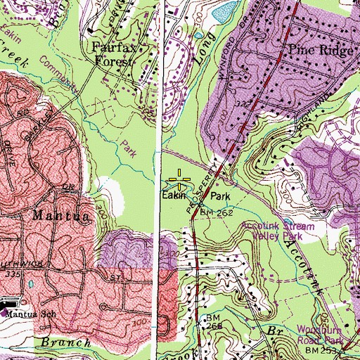 Topographic Map of Long Branch, VA