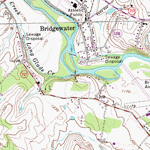 Topographic Map of Long Glade Creek, VA