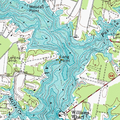 Topographic Map of Long Point, VA