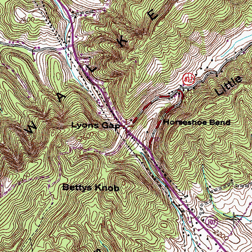 Topographic Map of Lyons Gap, VA