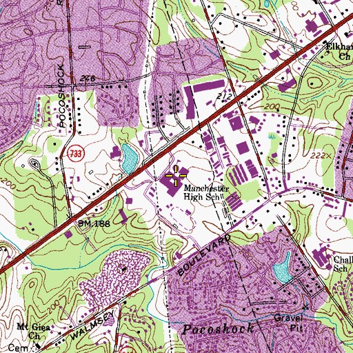 Topographic Map of Manchester Middle School, VA