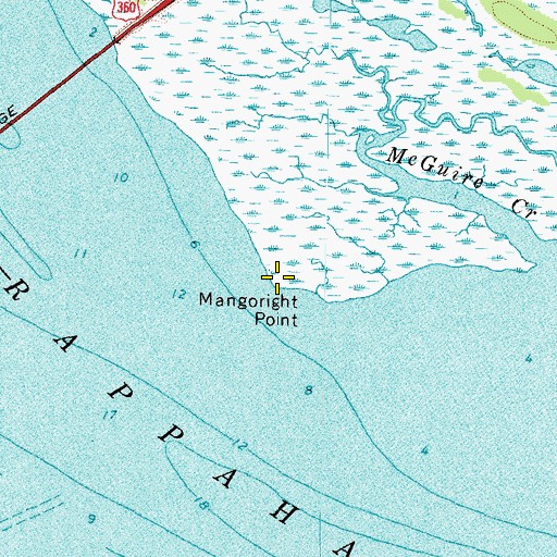 Topographic Map of Mangoright Point, VA