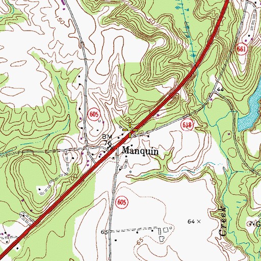 Topographic Map of Manquin, VA