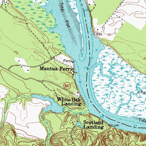 Topographic Map of Mantua Ferry, VA