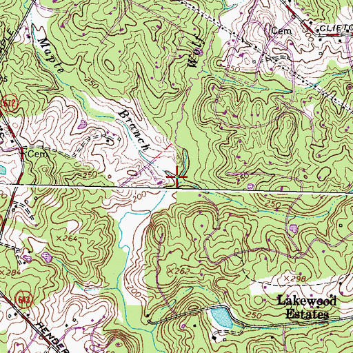 Topographic Map of Maple Branch, VA