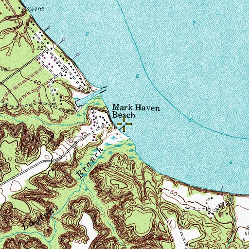 Topographic Map of Mark Haven Beach, VA