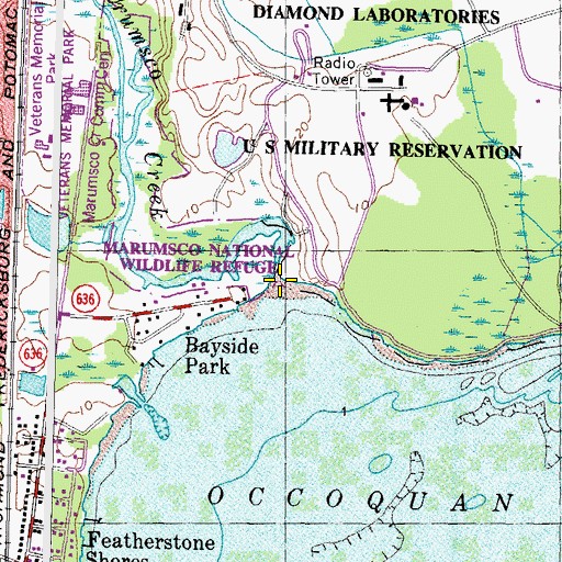 Topographic Map of Marumsco Creek, VA