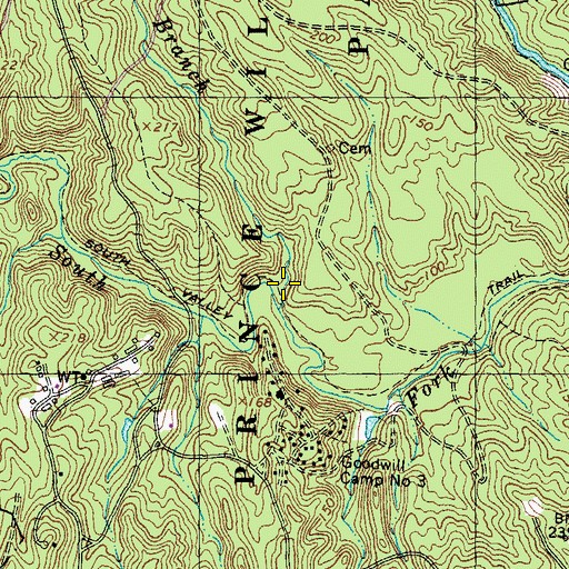 Topographic Map of Mary Bird Branch, VA