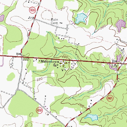 Topographic Map of Masontown School, VA